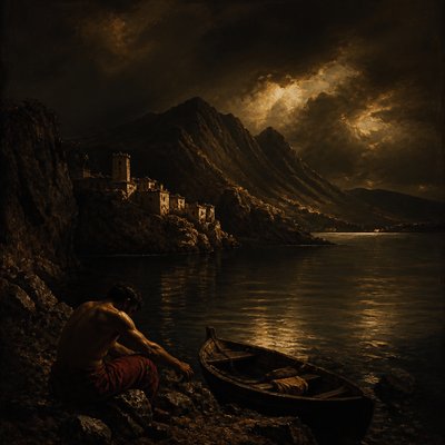 serene landscape with mountains and water