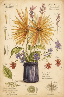 a drawing of flowers in a blue vase