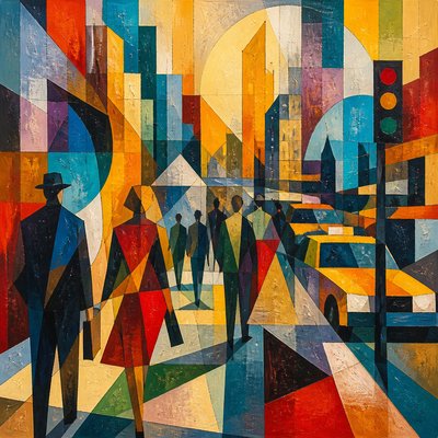 urban street with city activity