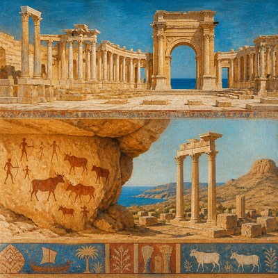 wide landscape with natural scenery — Libyan Art Style