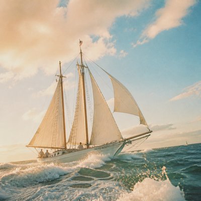 sailing ship on a stormy sea