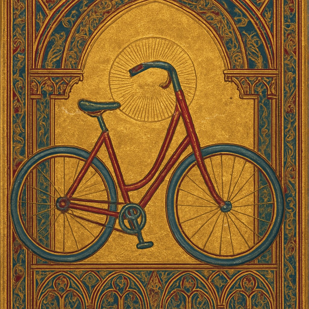 bicyle resting against a wall