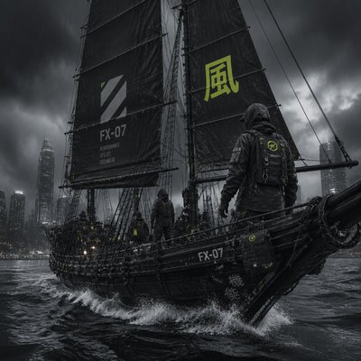 sailing ship on a stormy sea