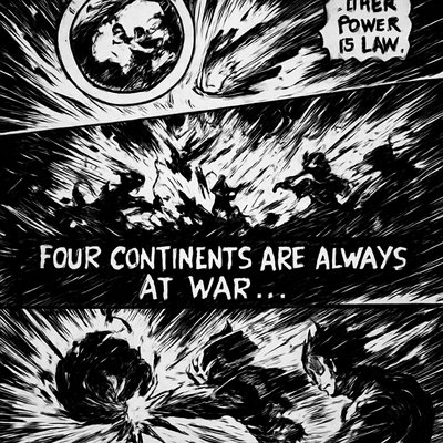 a black and white image of a comic strip