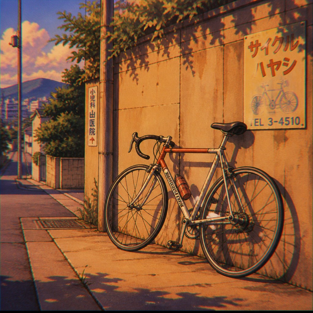 bicyle resting against a wall