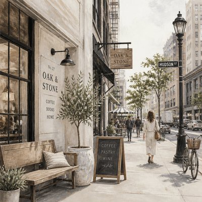 urban street with city activity