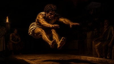 ancient greek athlete doing long jump