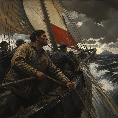 sailing ship on a stormy sea