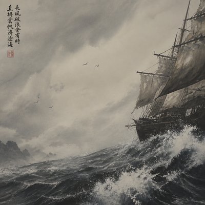 sailing ship on a stormy sea