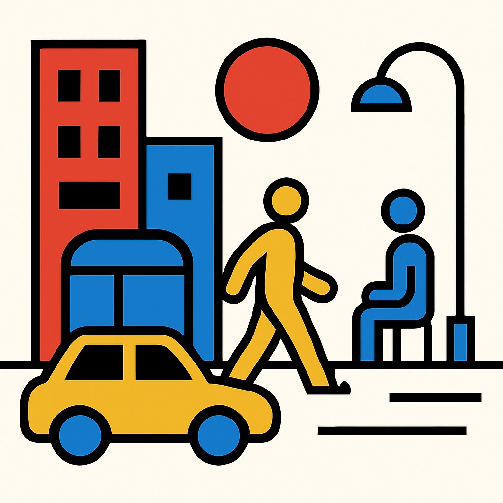urban street with city activity