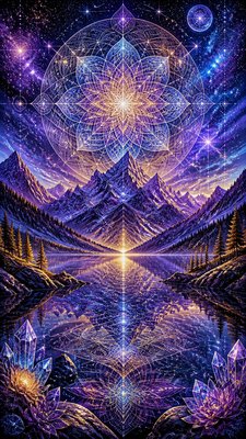 a tranquil mountain lake beneath a starry night sky, no people, no text