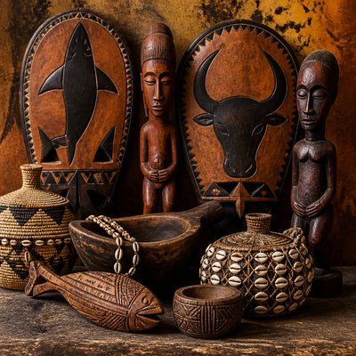 still life with everyday objects — Guinea-Bissau Art Style