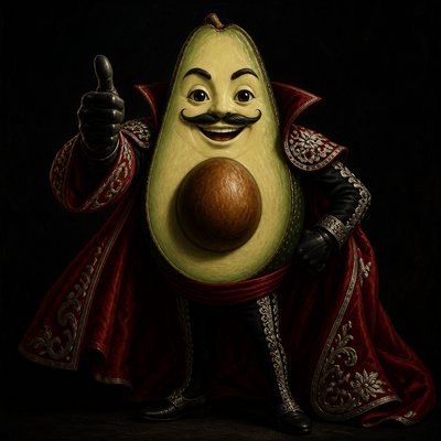 a happy avocado character giving a thumbs up, bold readable design on a plain background, no text
