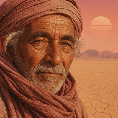 close-up portrait of an elderly person with expressive weathered features