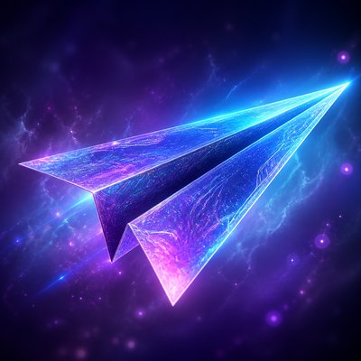 a paper plane, clean minimal composition on a plain background, no text