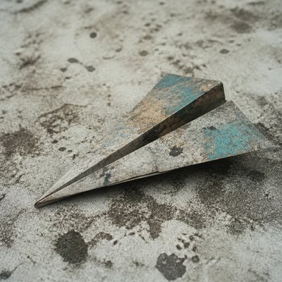 a paper plane, clean minimal composition on a plain background, no text