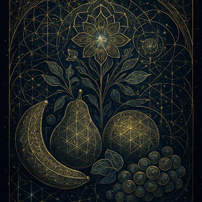still life arrangement of fruits and flowers