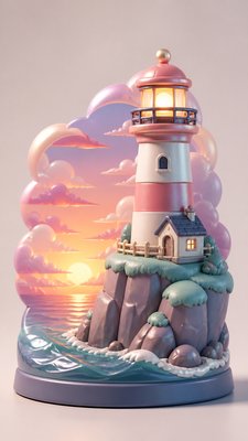 a lone lighthouse on a cliff at dusk under a dramatic sky, no text or lettering