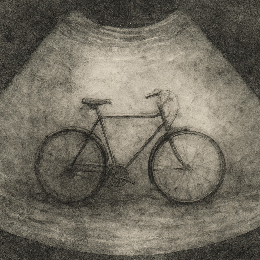 bicyle resting against a wall