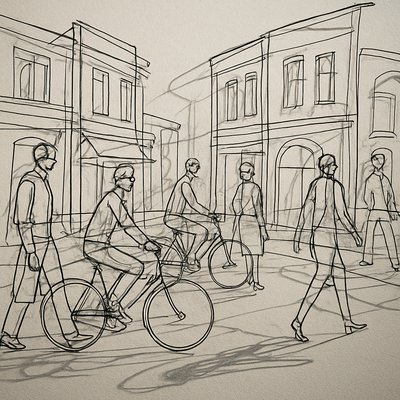urban street with city activity