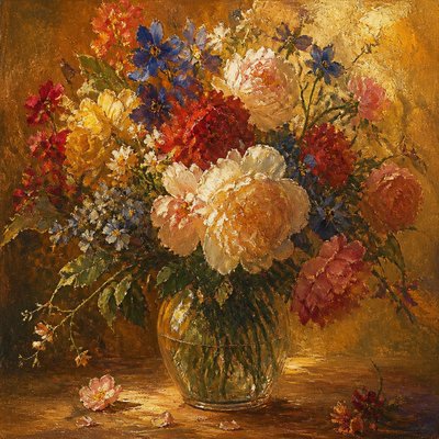 bouquet of flowers in a glass vase