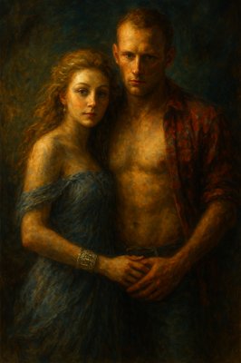 a painting of a man and a woman