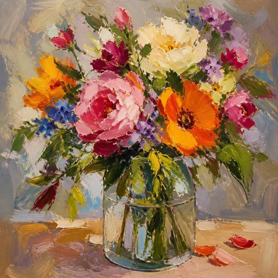 bouquet of flowers in a glass vase