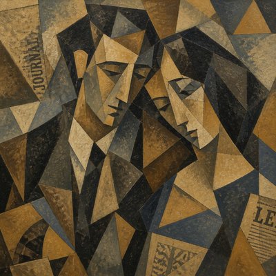 portrait of two people together — Cubism Art Style