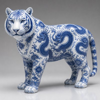 animal standing in natural pose — Ming Porcelain Art Style