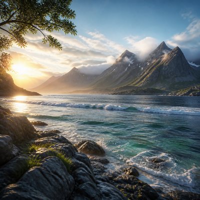 wide landscape with natural scenery — 3D Rendered Digital Art Style