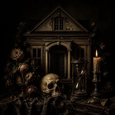 house with front view — Memento Mori Art Style