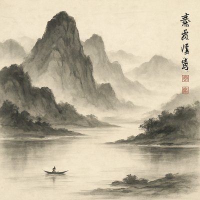 serene landscape with mountains and water
