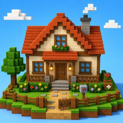 house with front view — Voxel Art Style