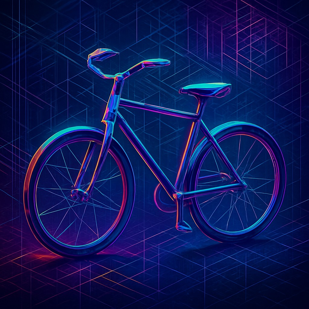 bicyle resting against a wall