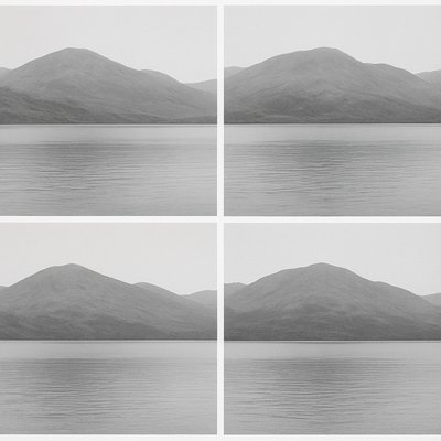 serene landscape with mountains and water