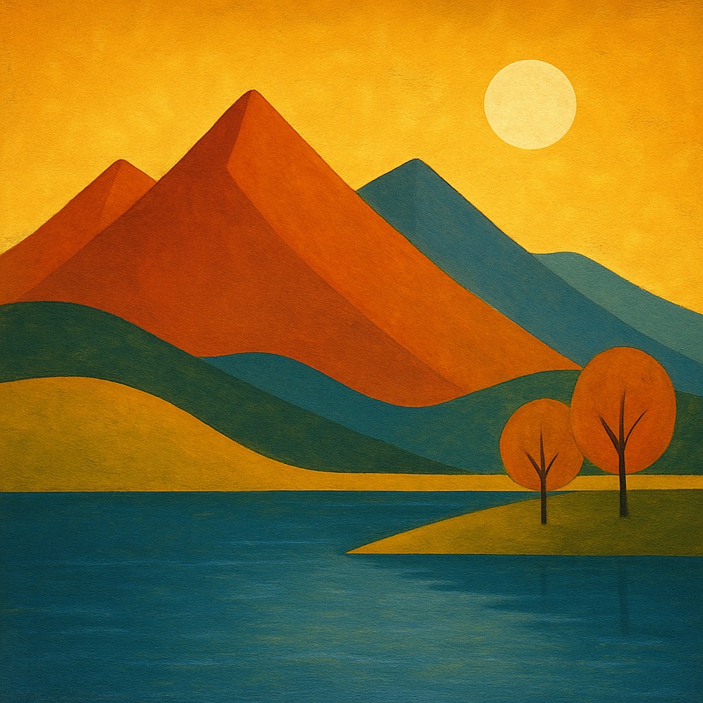 serene landscape with mountains and water