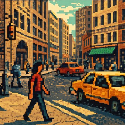 urban street with city activity