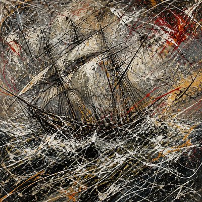 sailing ship on a stormy sea