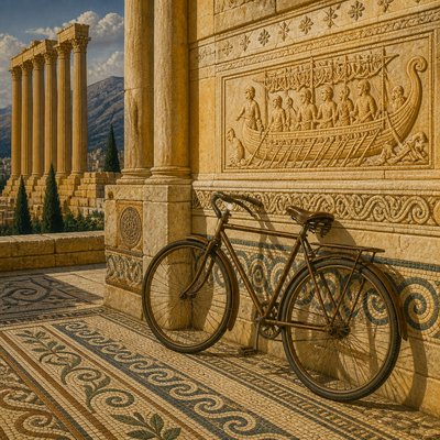 bicyle resting against a wall