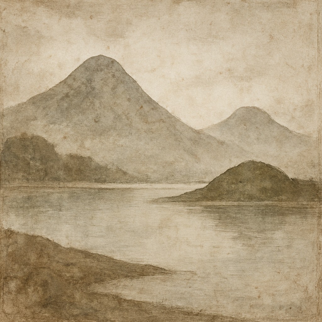 serene landscape with mountains and water
