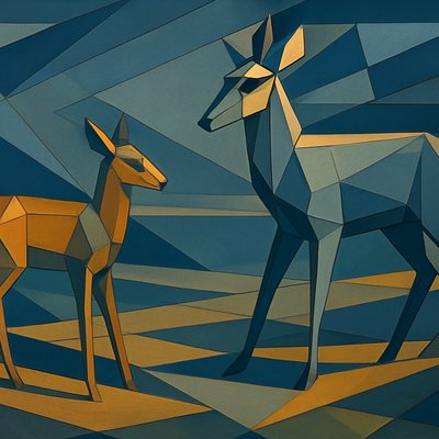 a couple of deer standing next to each other