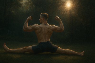 a man sitting on the ground in the grass