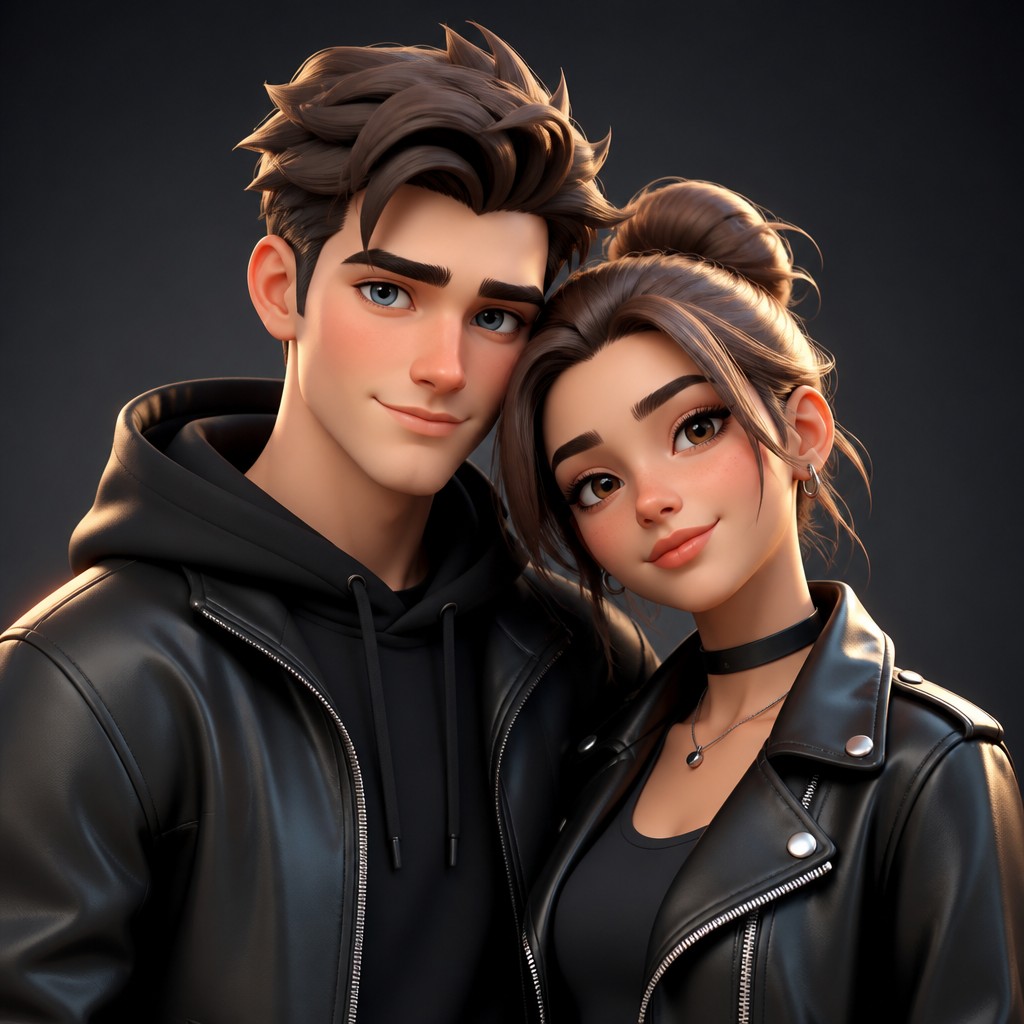 portrait of two people together — 3D Art Style