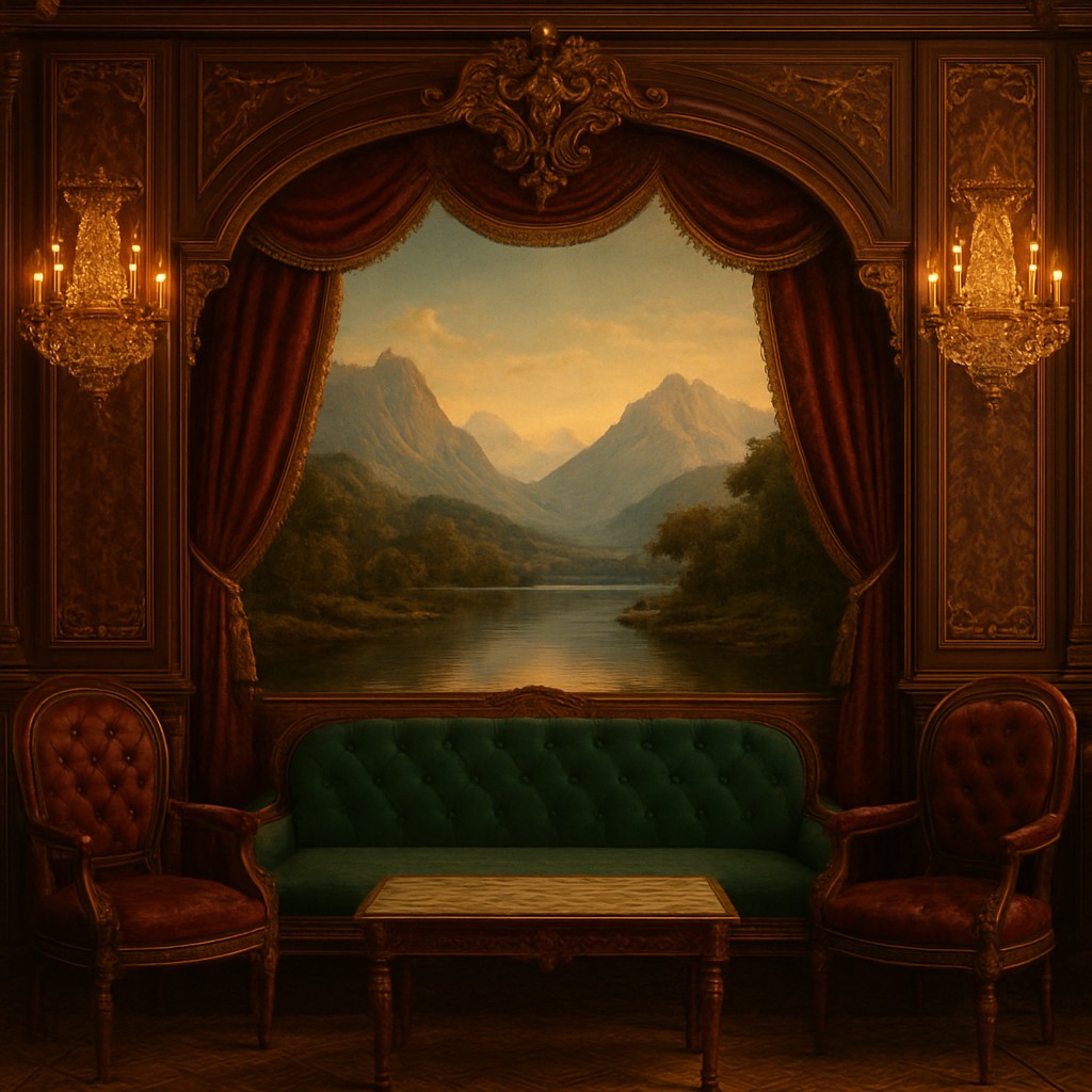 serene landscape with mountains and water