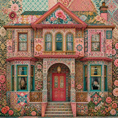 house with front view — Pattern and Decoration Art Style