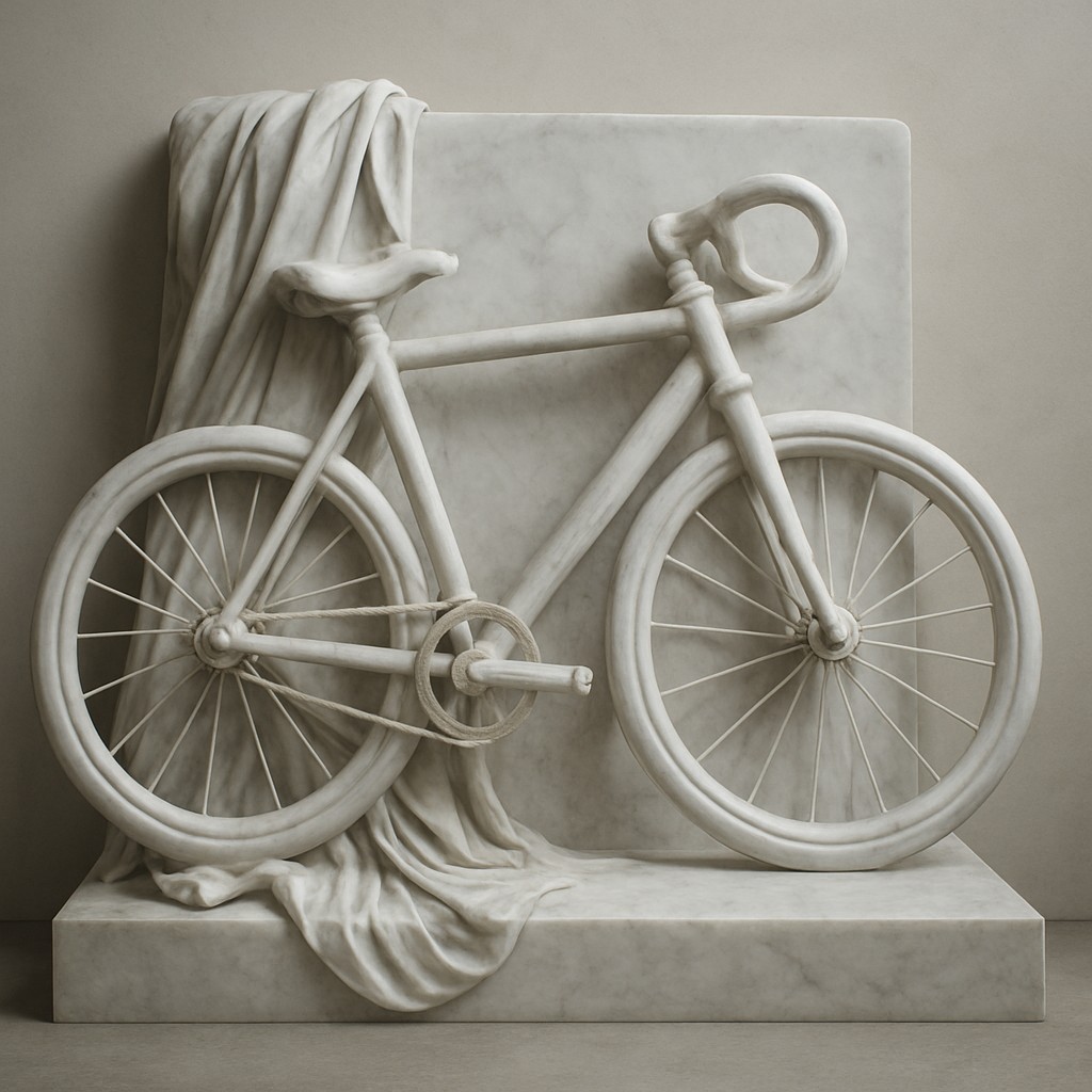 bicyle resting against a wall