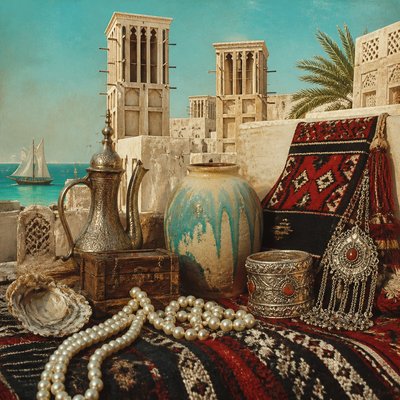 still life with everyday objects — Emirati Art Style