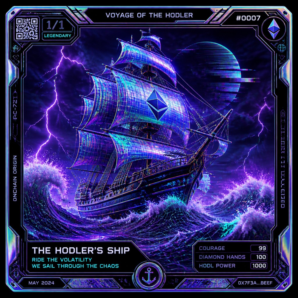 sailing ship on a stormy sea — Crypto Art Style