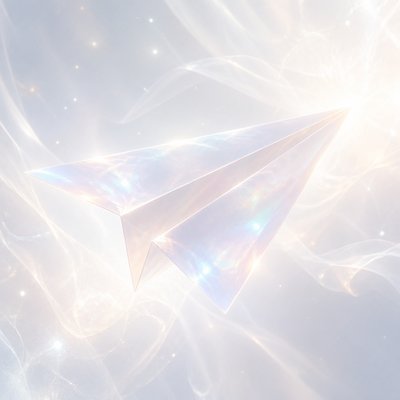 a paper plane, clean minimal composition on a plain background, no text