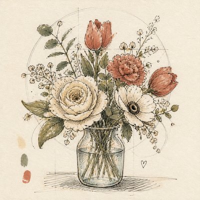 bouquet of flowers in a glass vase